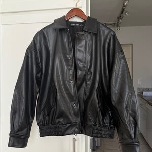 Lioness Black Leather Bomber Jacket